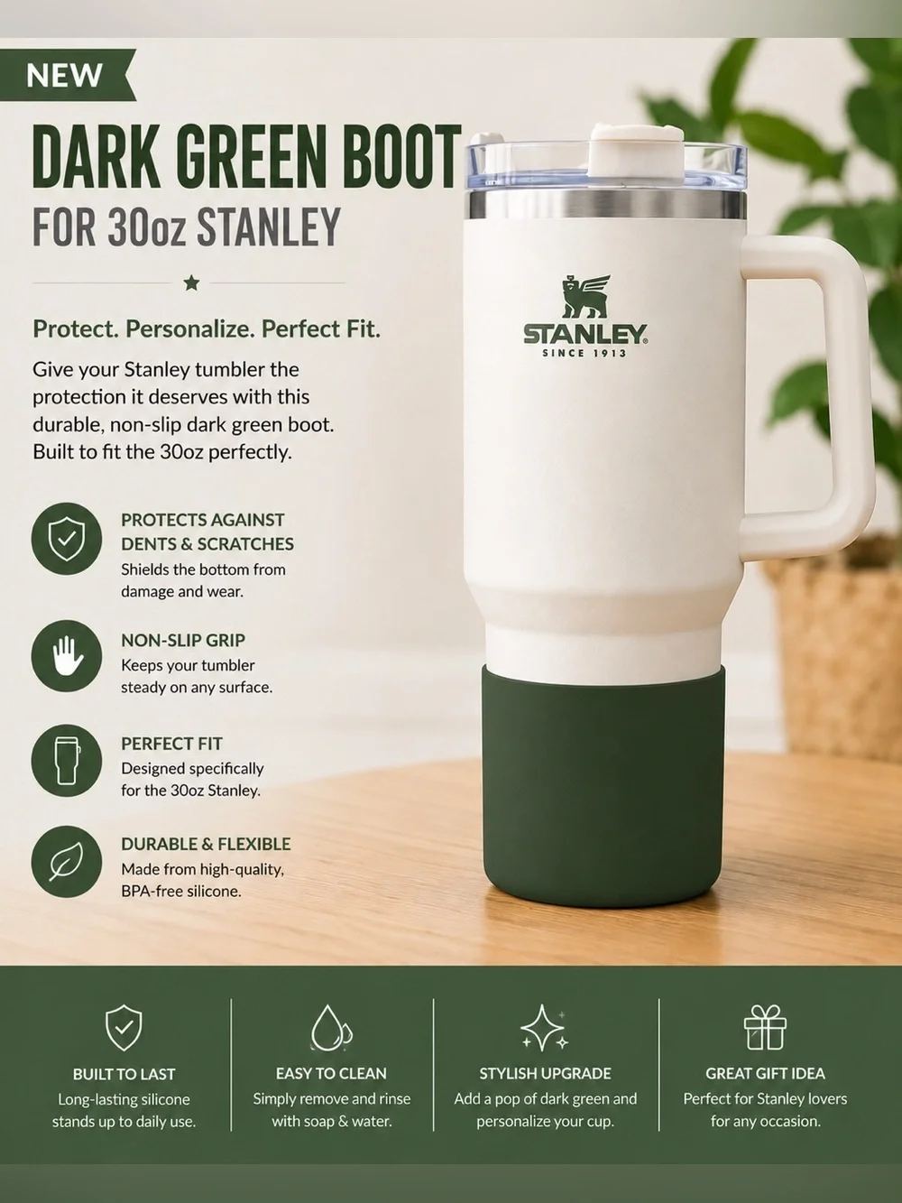 Stanley cup boot Green for a 30oz Stanley New